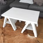 SOLD - White Trestle Coffee Table