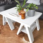 SOLD - White Trestle Coffee Table