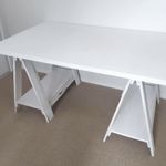 SOLD - White Washed Trestle Desk / Table