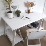 SOLD - White Washed Trestle Desk / Table