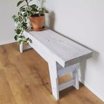 SOLD - Vintage Inspired Bench Seat with Distressed White Washed Finish